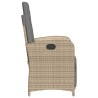 Chaise inclinable de jardin et repose-pied mélange beige rotin 