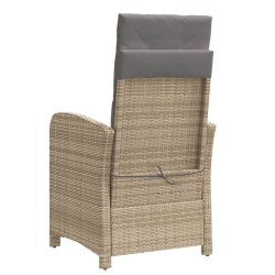 Chaise inclinable de jardin et repose-pied mélange beige rotin 