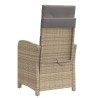 Chaise inclinable de jardin et repose-pied mélange beige rotin 