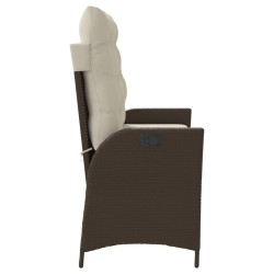 Banc inclinable de jardin avec coussins marron résine tressée 