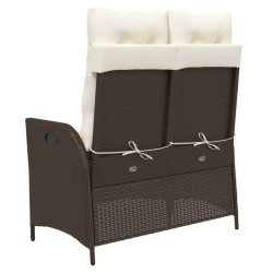 Banc inclinable de jardin avec coussins marron résine tressée 
