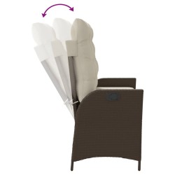 Banc inclinable de jardin avec coussins marron résine tressée 