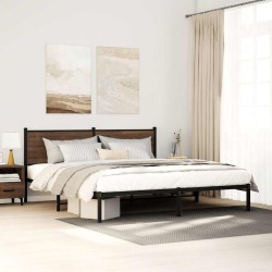 Cadre de lit en métal sans matelas chêne marron 193x203 cm 