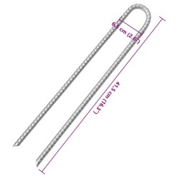 Piquets de tente 12pcs forme de U 41,5 cm Ø12mm acier galvanisé 
