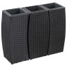 Lits surélevés de jardin 3 pcs Résine tressée Noir 