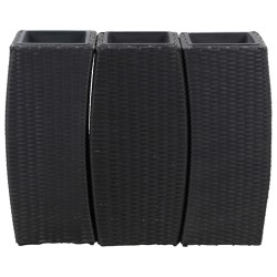 Lits surélevés de jardin 3 pcs Résine tressée Noir 