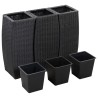 Lits surélevés de jardin 3 pcs Résine tressée Noir 