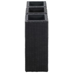 Lits surélevés de jardin 3 pcs Résine tressée Noir 