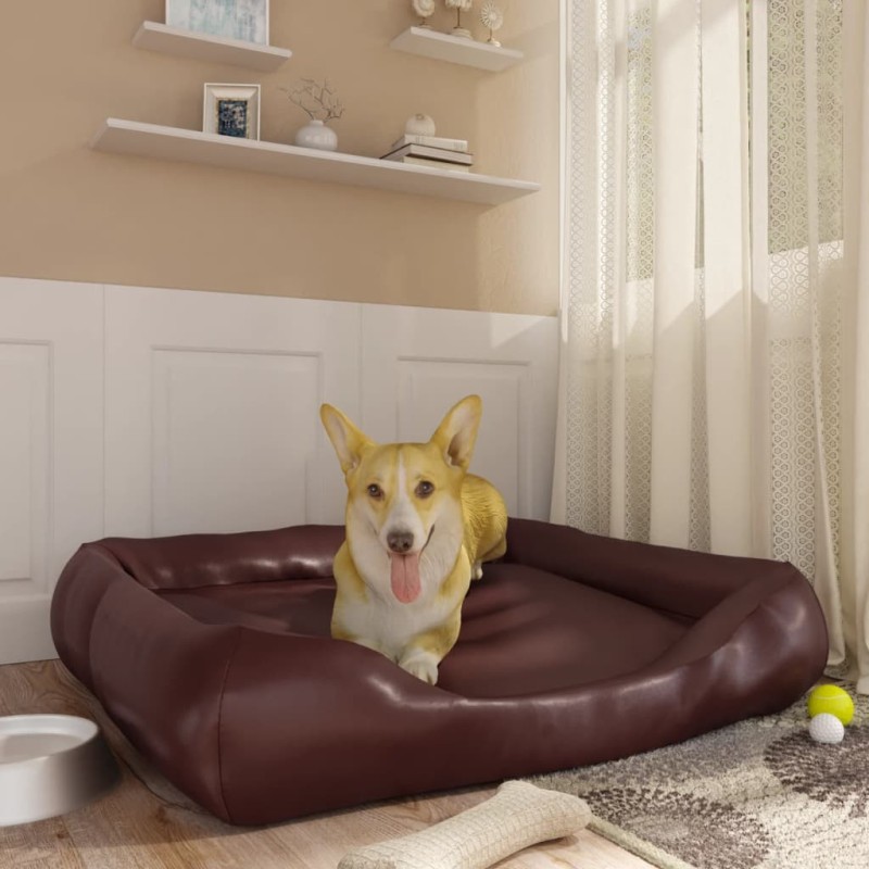 Lit pour chien Marron 105x80x25 cm Similicuir 
