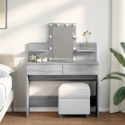 Coiffeuse avec LED sonoma gris 100x40x130 cm 