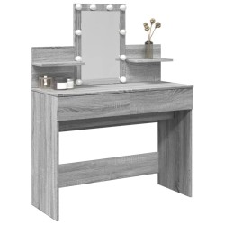 Coiffeuse avec LED sonoma gris 100x40x130 cm 