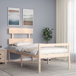 Lit pour personne âgée et tête de lit 90x200 cm bois massif 