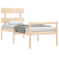 Lit pour personne âgée et tête de lit 90x200 cm bois massif 