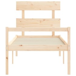 Lit pour personne âgée et tête de lit 90x200 cm bois massif 