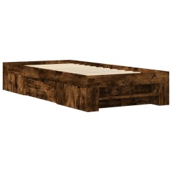 Cadre de lit sans matelas chêne fumé 75x190cm bois d'ingénierie 