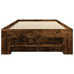 Cadre de lit sans matelas chêne fumé 75x190cm bois d'ingénierie 