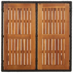 Table de jardin dessus en bois Noir 90x90x75 cm Résine tressée 