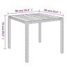 Table de jardin dessus en bois Noir 90x90x75 cm Résine tressée 