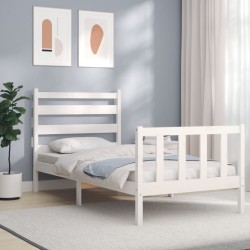 Cadre de lit sans matelas blanc 100x200 cm bois de pin massif 