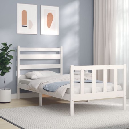 Cadre de lit sans matelas blanc 100x200 cm bois de pin massif 