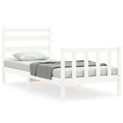 Cadre de lit sans matelas blanc 100x200 cm bois de pin massif 
