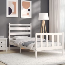 Cadre de lit sans matelas blanc 100x200 cm bois de pin massif 