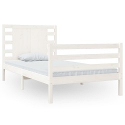 Cadre de lit sans matelas blanc 100x200 cm bois de pin massif 