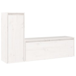 Meubles TV 2 pcs Blanc Bois massif de pin 