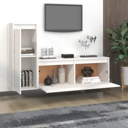 Meubles TV 2 pcs Blanc Bois massif de pin 