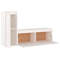 Meubles TV 2 pcs Blanc Bois massif de pin 