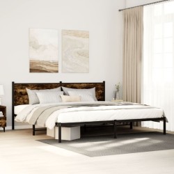 Cadre de lit en métal sans matelas chêne fumé 193x203 cm 