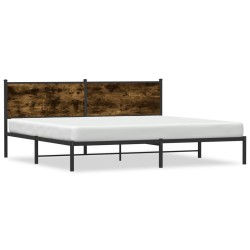 Cadre de lit en métal sans matelas chêne fumé 193x203 cm 