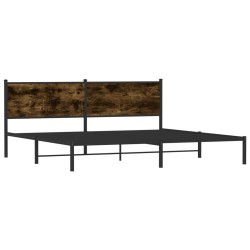 Cadre de lit en métal sans matelas chêne fumé 193x203 cm 
