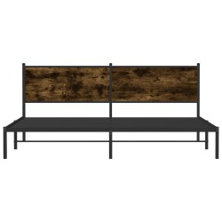 Cadre de lit en métal sans matelas chêne fumé 193x203 cm 