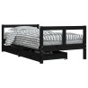 Cadre de lit pour enfant tiroirs noir 80x160 cm bois pin massif 