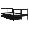 Cadre de lit pour enfant tiroirs noir 80x160 cm bois pin massif 
