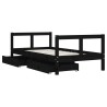 Cadre de lit pour enfant tiroirs noir 80x160 cm bois pin massif 