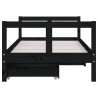 Cadre de lit pour enfant tiroirs noir 80x160 cm bois pin massif 