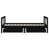 Cadre de lit pour enfant tiroirs noir 80x160 cm bois pin massif 