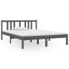 Cadre de lit sans matelas gris bois massif 135x190 cm 