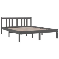 Cadre de lit sans matelas gris bois massif 135x190 cm 
