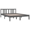Cadre de lit sans matelas gris bois massif 135x190 cm 