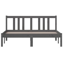 Cadre de lit sans matelas gris bois massif 135x190 cm 