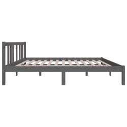 Cadre de lit sans matelas gris bois massif 135x190 cm 