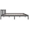 Cadre de lit sans matelas gris bois massif 135x190 cm 