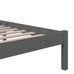 Cadre de lit sans matelas gris bois massif 135x190 cm 