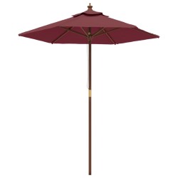 Parasol de jardin avec mât en bois rouge bordeaux 196x231 cm 
