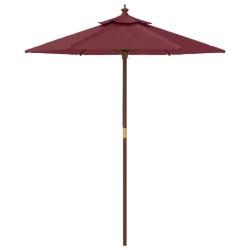 Parasol de jardin avec mât en bois rouge bordeaux 196x231 cm 