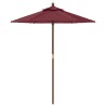 Parasol de jardin avec mât en bois rouge bordeaux 196x231 cm 