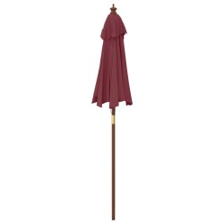 Parasol de jardin avec mât en bois rouge bordeaux 196x231 cm 